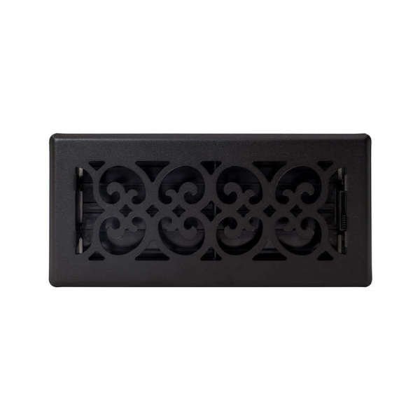 Manor House Scroll Design Powder Coated Black Finish Floor Registers, 4-pack 3