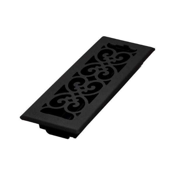 Manor House Scroll Design Powder Coated Black Finish Floor Registers, 4-pack 1