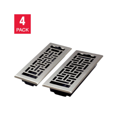 Manor House Brushed Nickel Finish Floor Registers, 4-pack