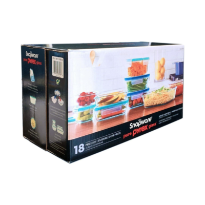 Snapware Pure Pyrex 18-Piece Glass Food Storage Set, Clear