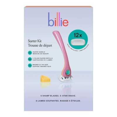 Billie Razor Magnetic Holder set with ergonomic handle and 12 refill cartridges
