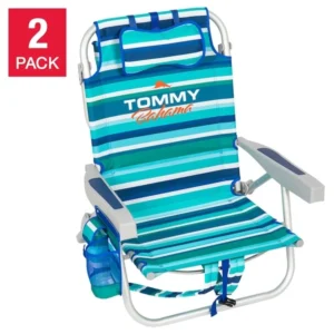 Tommy Bahama Beach Chair pack of 2 with backpack straps, cooler pouch, and recline positions