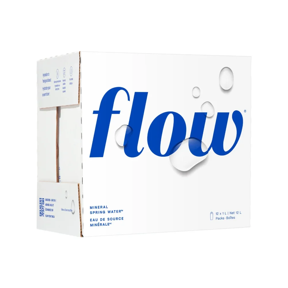 Flow Naturally Alkaline Original Spring Water, 12 x 1 L