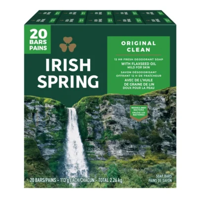 Irish Spring Deodorant Soap 20-bar pack with classic fresh scent