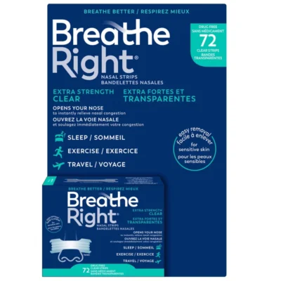 Breathe Right BR Clear Nasal Strips 72 Ct