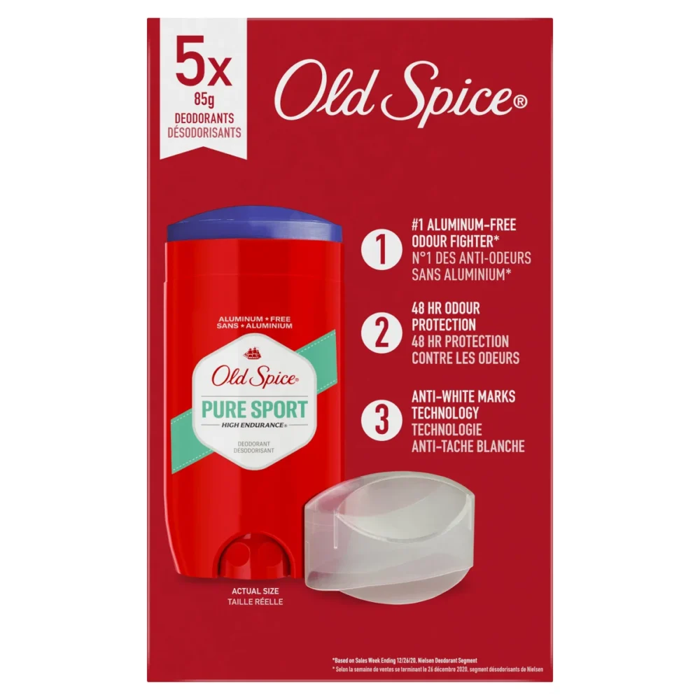 Old Spice High Endurance Deodorant, Aluminum Free, 5 x 85 g