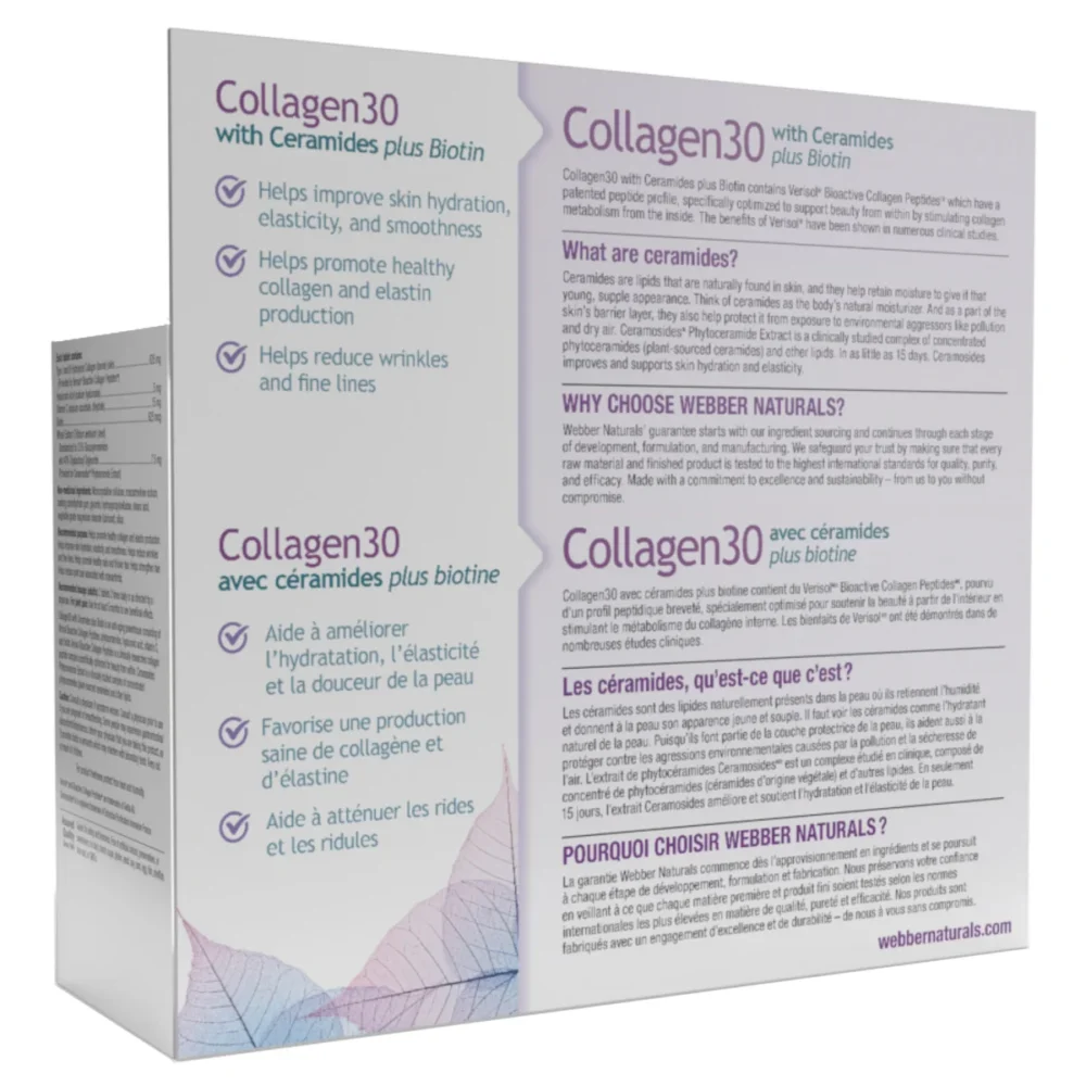 webber naturals Collagen30 with Ceramides plus Biotin, 200 Tablets