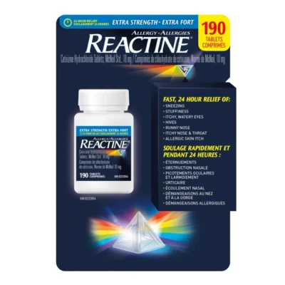 REACTINE Extra Strength Tablets 190 Pack for allergy relief