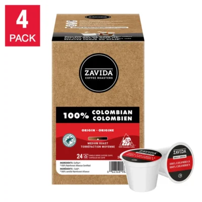Zavida Colombian Coffee K-Cup Pods 96-count bold Colombian Arabica coffee