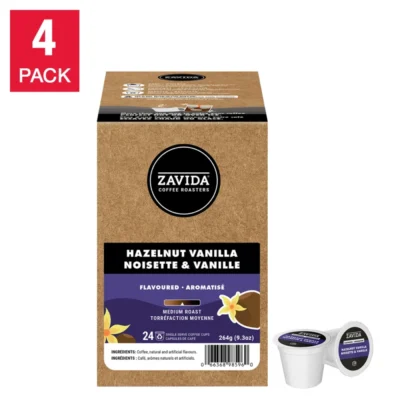 Zavida Hazelnut Vanilla Coffee K-Cup Pods 96-count smooth buttery flavor