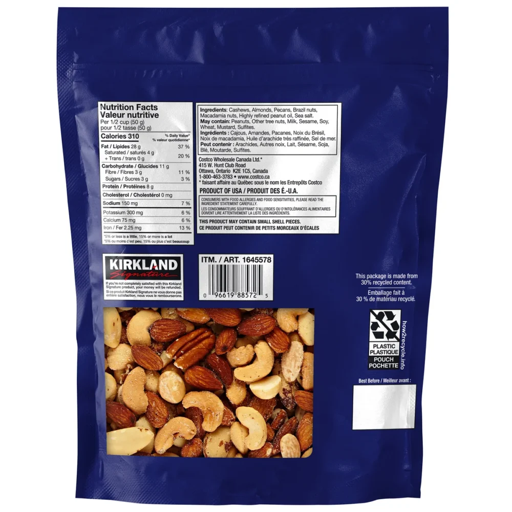 Kirkland Signature Salted Mixed Nuts, 1.13 kg