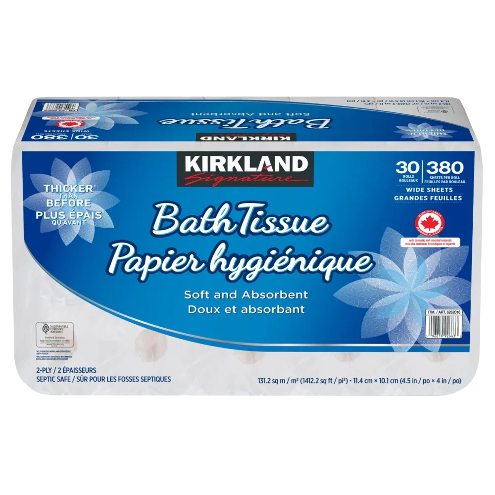 Kirkland Signature 2-ply bath tissue 30-pack soft septic-safe toilet paper Canada