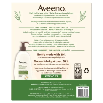 Aveeno Daily Moisturizing Lotion back details